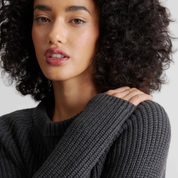 Quince 100% Organic Cotton Fisherman Crew Sweater, Charcoal (S) - Picture 1 of 9